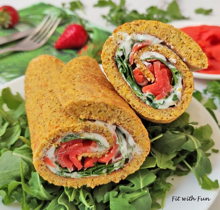 Rotolo in padella salmone e rucola proteico senza glutine low carb