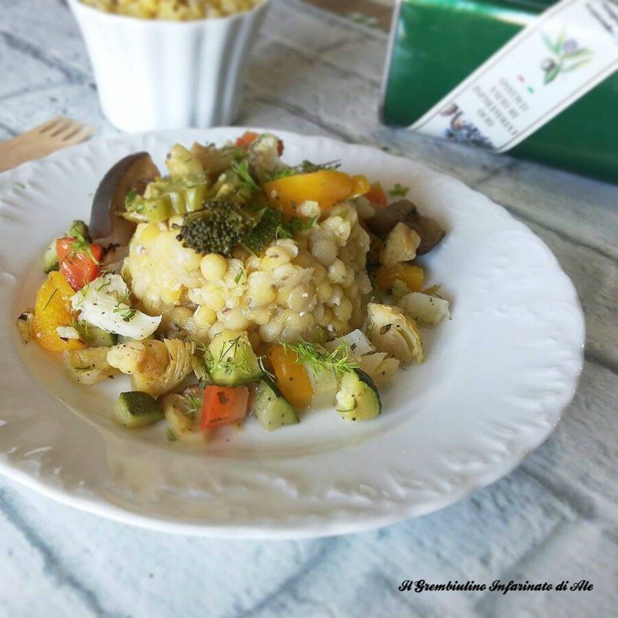 Roveja decorticata con verdure al forno