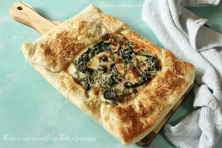 Rustico con spinaci, cipollotti e formaggi