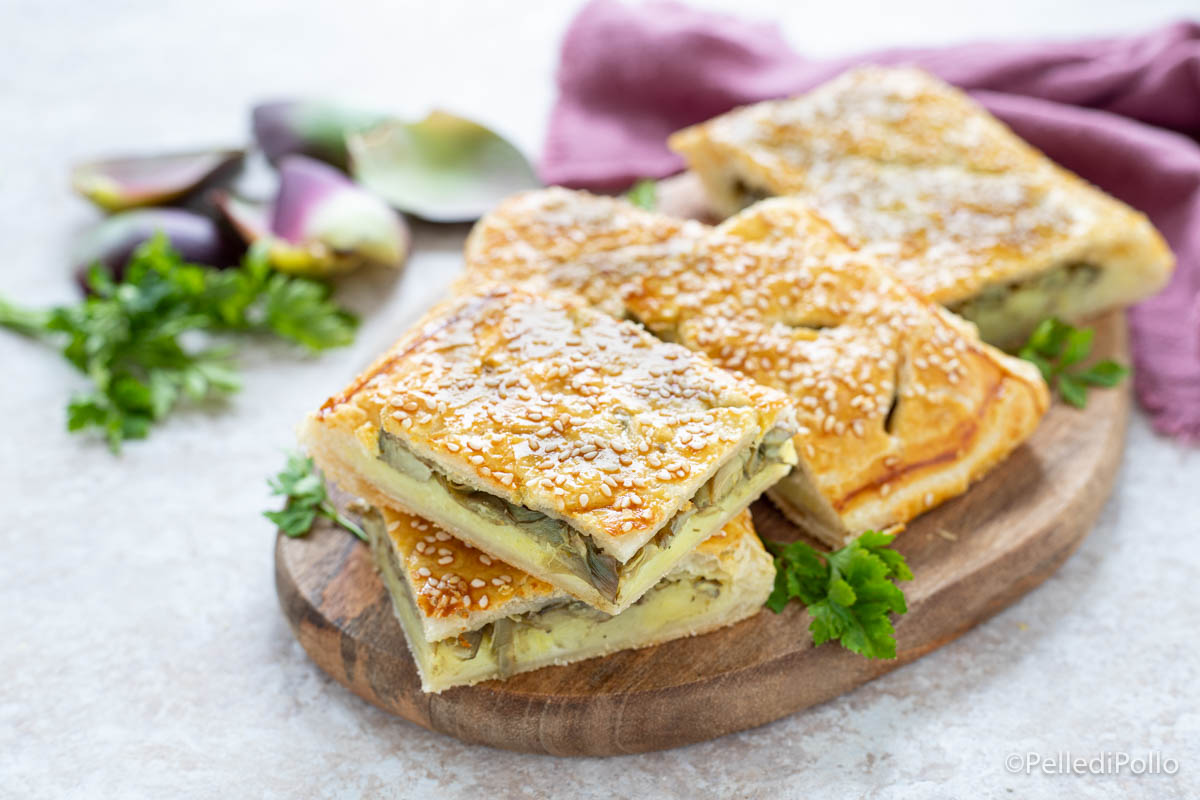 Rustico di sfoglia con carciofi e patate