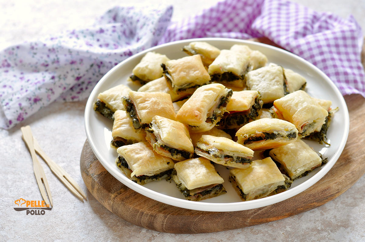 Salatini di sfoglia con prosciutto ed erbette