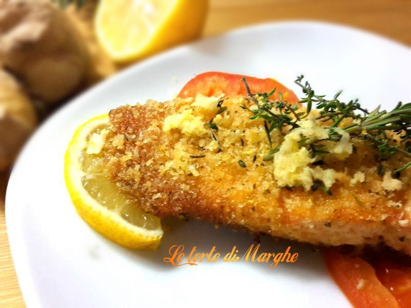 Salmone al forno in crosta di pane