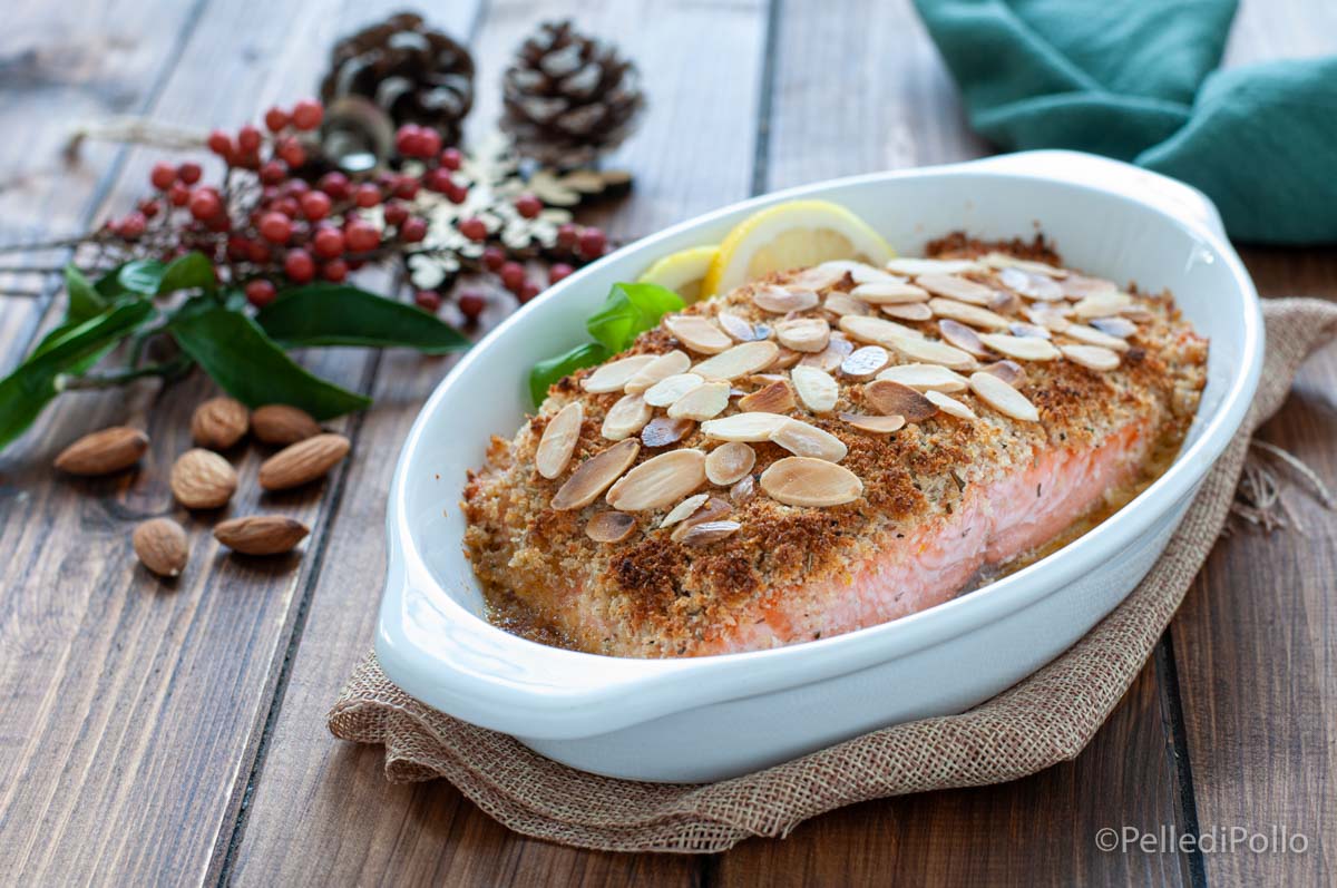 Salmone gratinato alle mandorle e limone