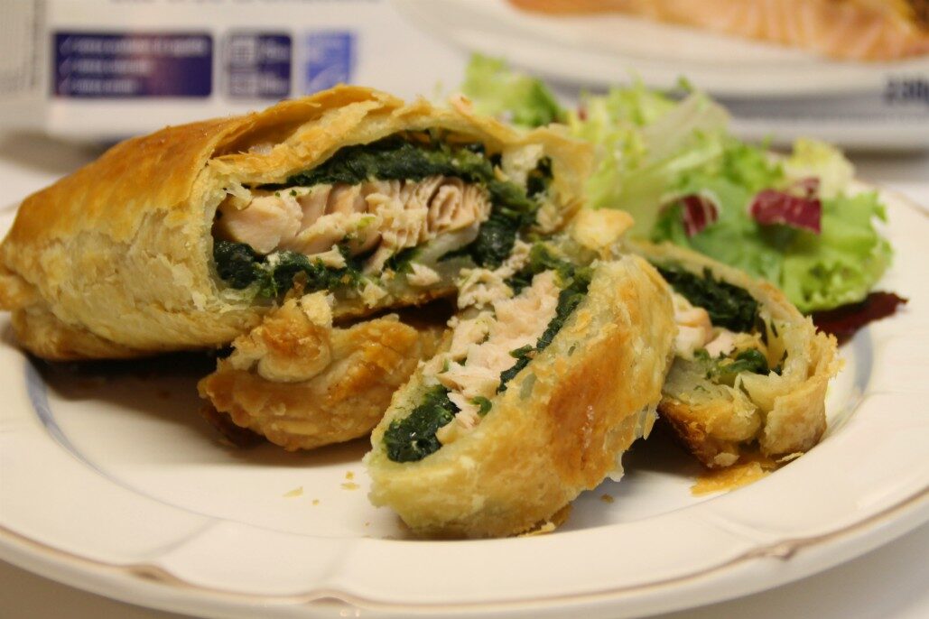 Salmone in crosta con spinaci