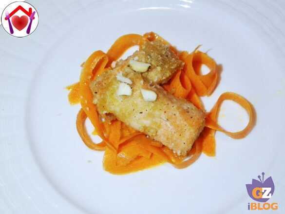 Salmone in crosta di noci brasiliane