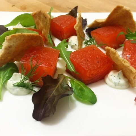 Salmone marinato e yogurt