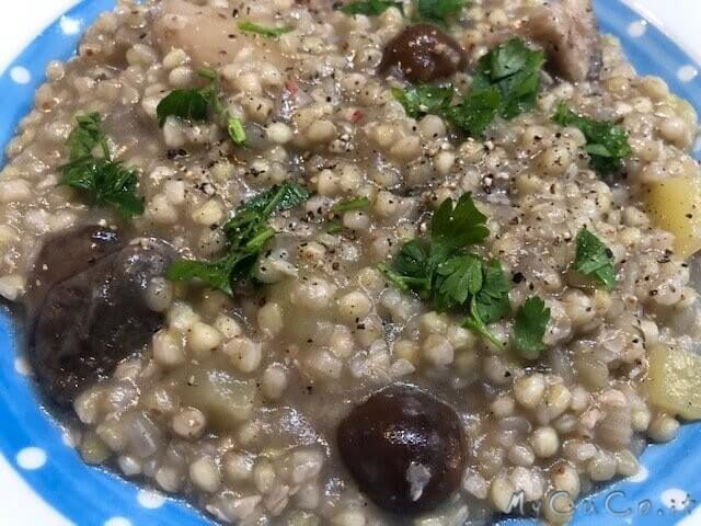 Saracenotto con funghi e patate col cuco moulinex (il risotto fatto col grano saraceno)