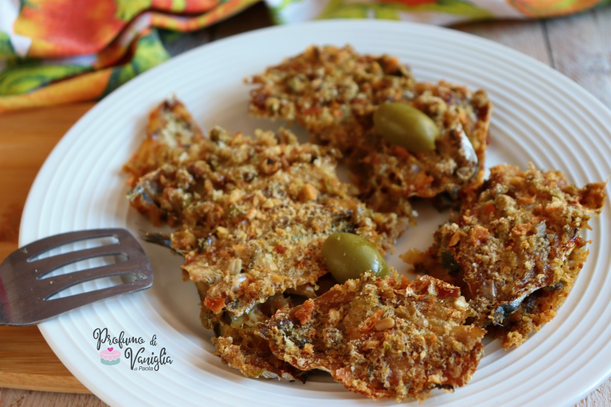 Sardine gratinate con capperi e olive