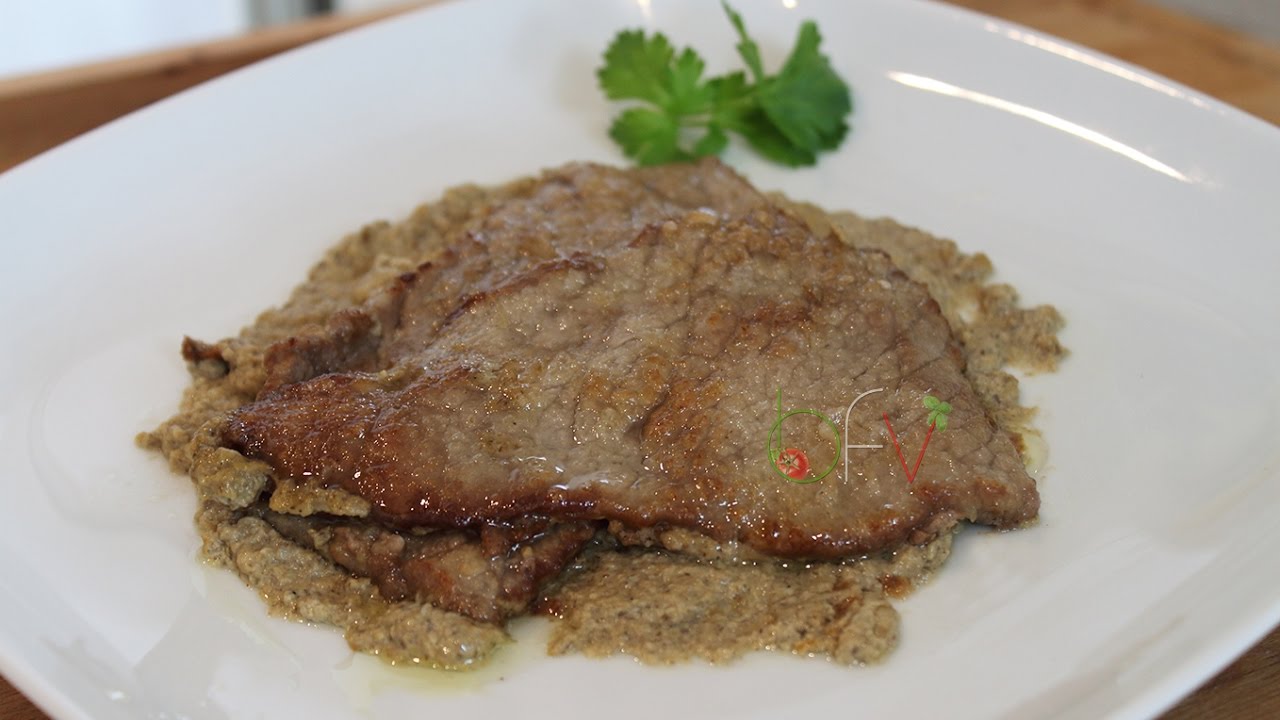 Scaloppine con crema di funghi champignon [videoricetta]