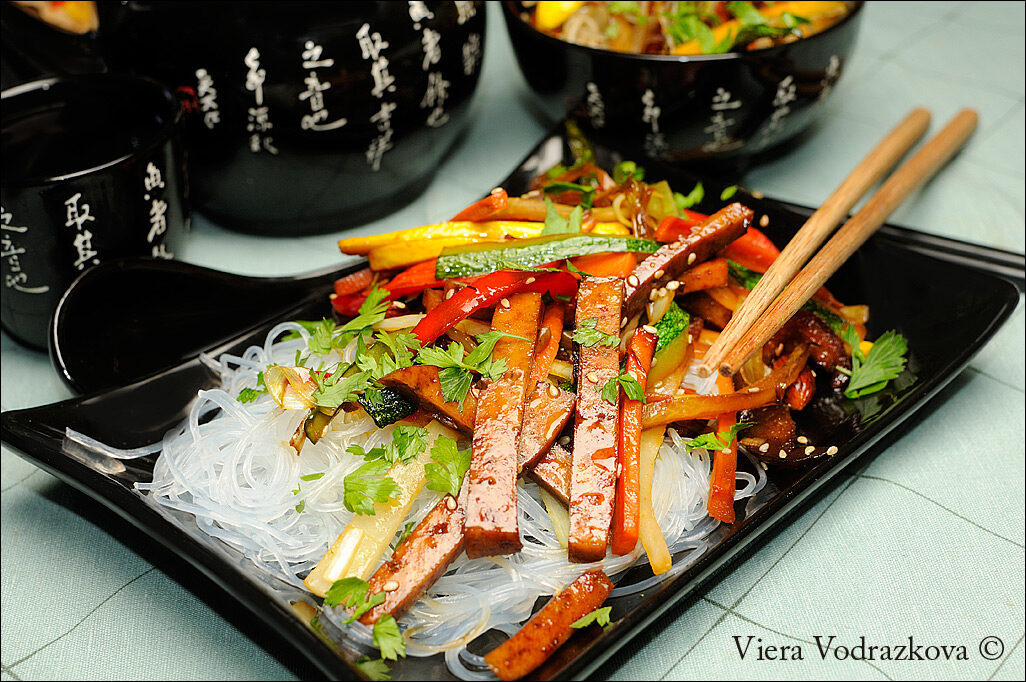 Seitan kung pao con vermicelli a modo mio