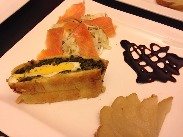 Senza bimby, finocchi all’arancia con salmone, tortino spinaci e uova, crema di balsamico e pere al vapore