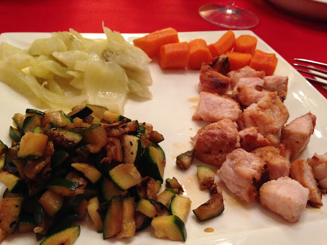 Senza bimby, pesce spada alla piastra, carote, finocchi, tartare di zucchine