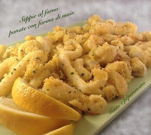 Seppie al forno panate con farina di mais