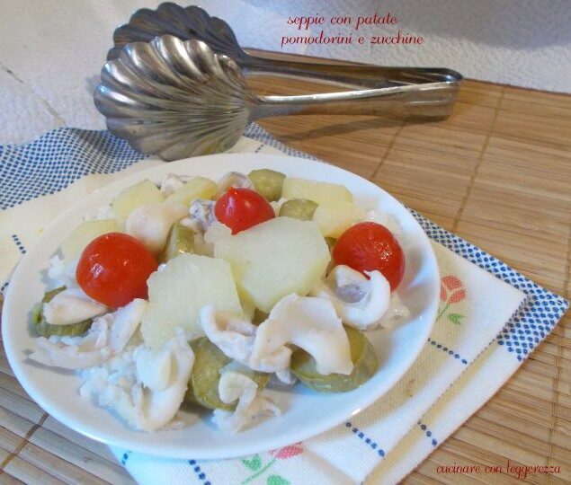 Seppie con patate pomodorini e zucchine