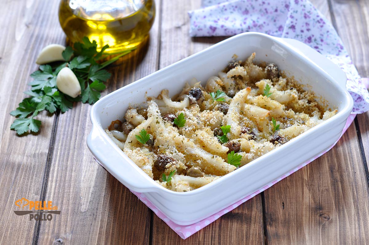 Seppie gratinate con olive e capperi