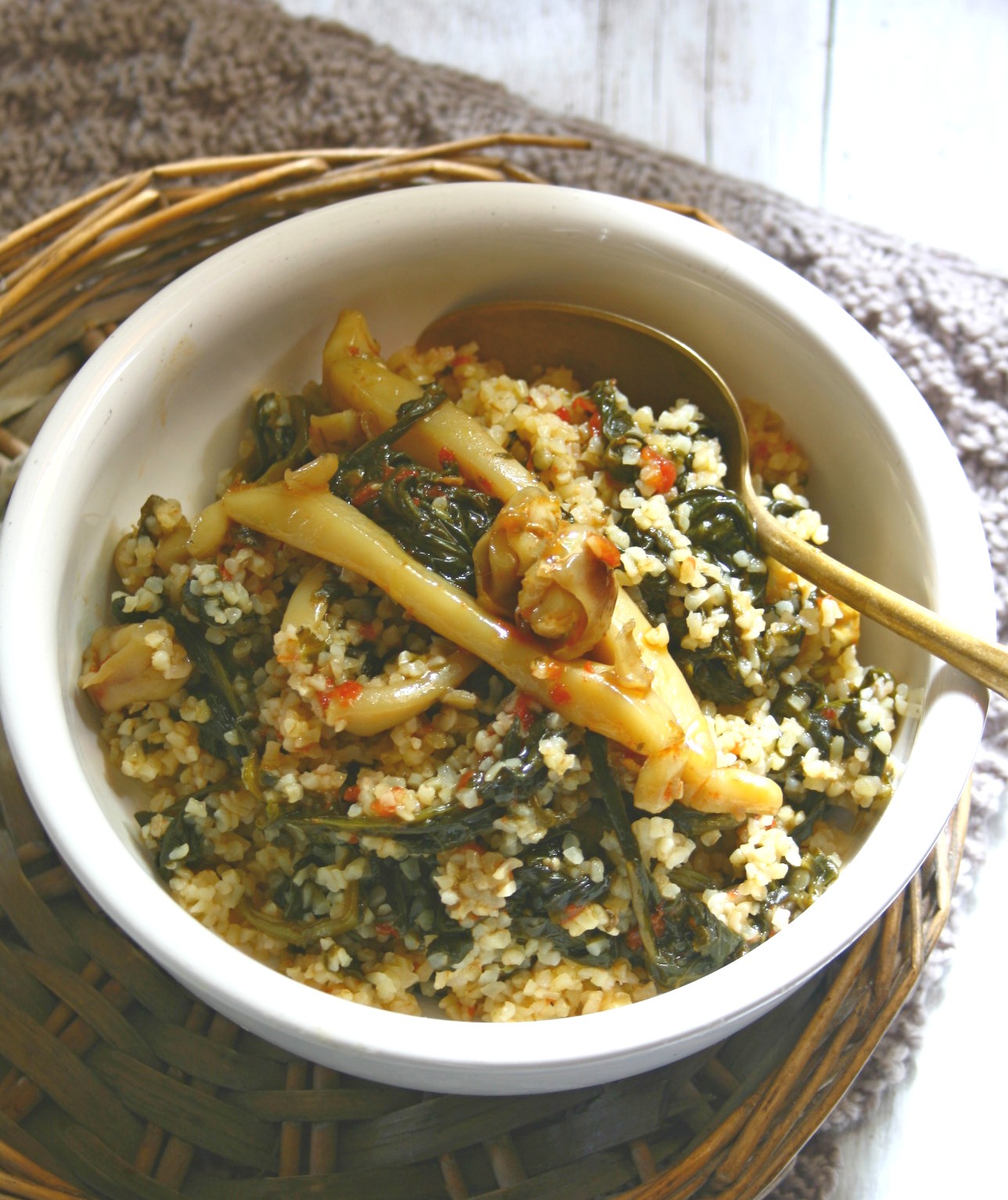Seppie in zimino con bulgur