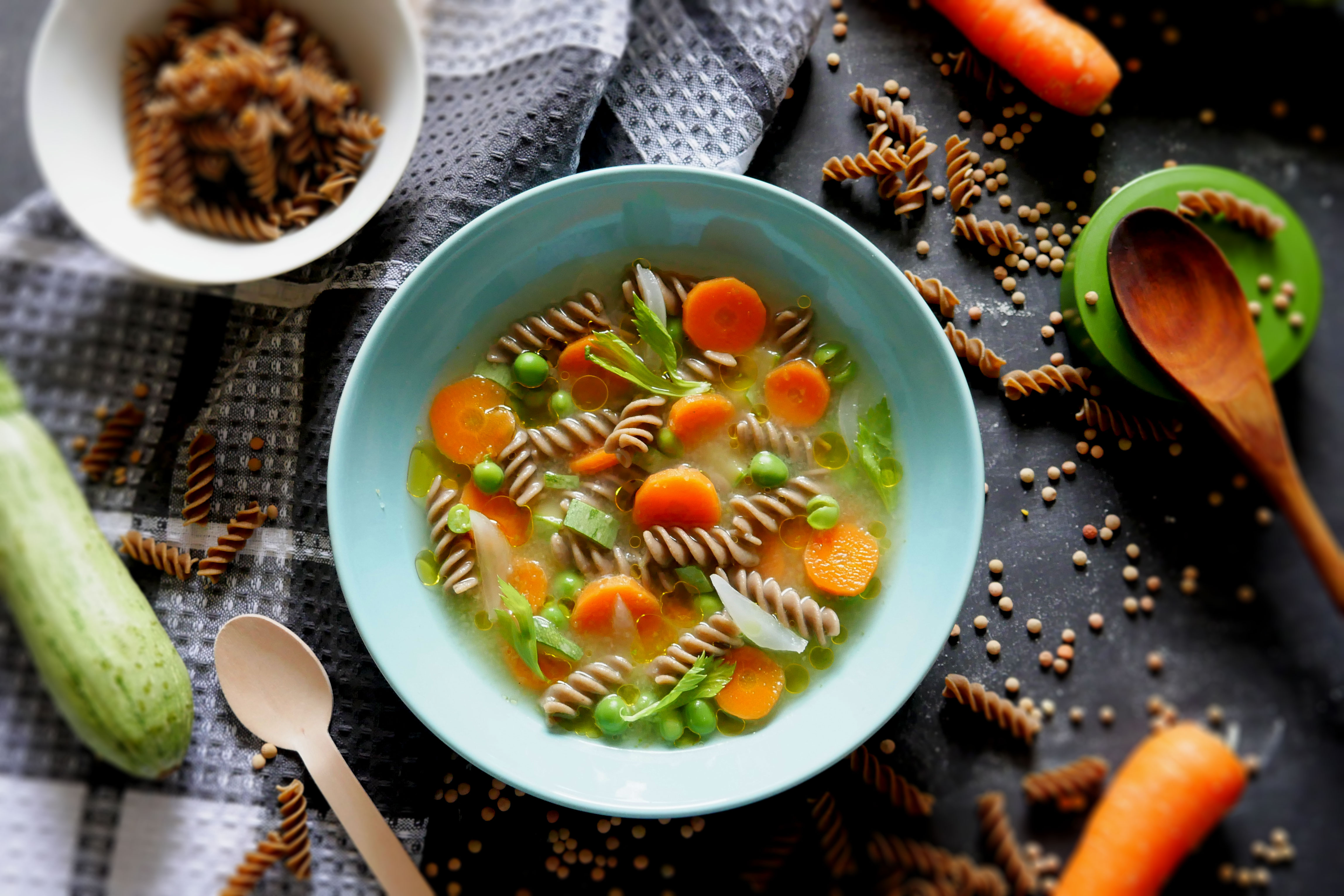 Sere tiepide di autunno: fusilli di lenticchie bio in minestra con spezie!