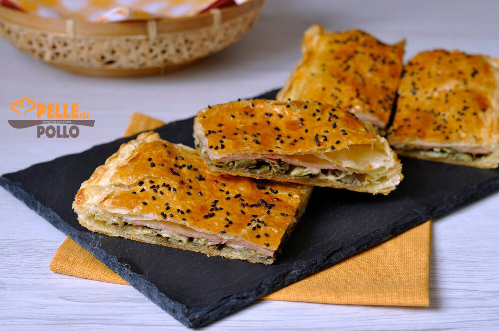 Sfoglia ripiena ai carciofi e prosciutto