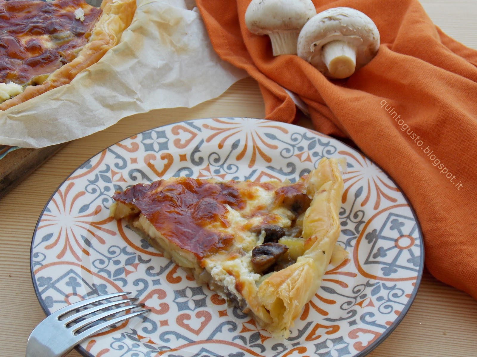 Sfoglia ripiena di funghi, patate e formaggi