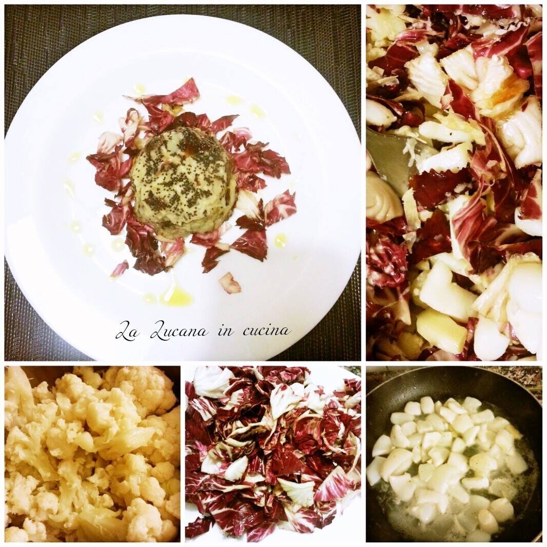 Sformato di cavolfiore, radicchio e totani