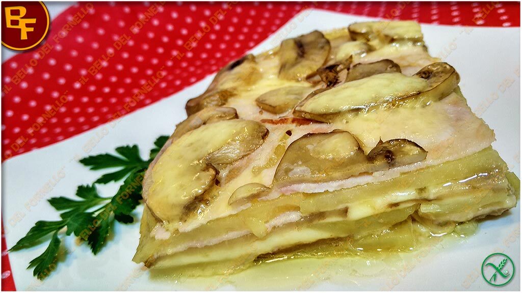 Sformato di patate funghi e prosciutto cotto