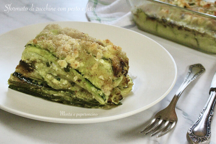 Sformato di zucchine con pesto e feta