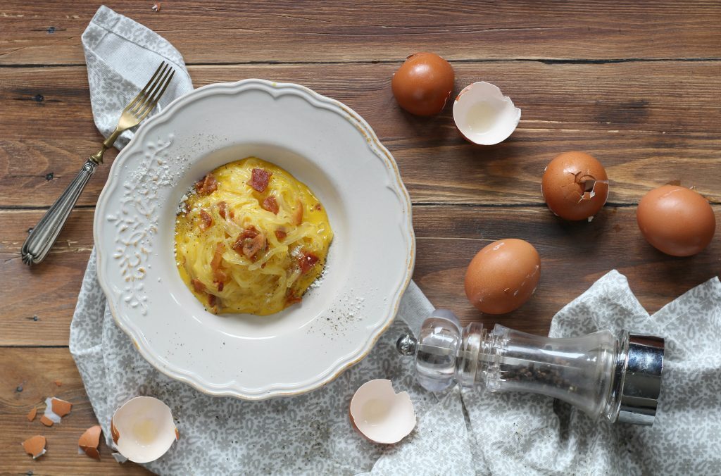 Shirataki alla carbonara e storia del carbonaraday