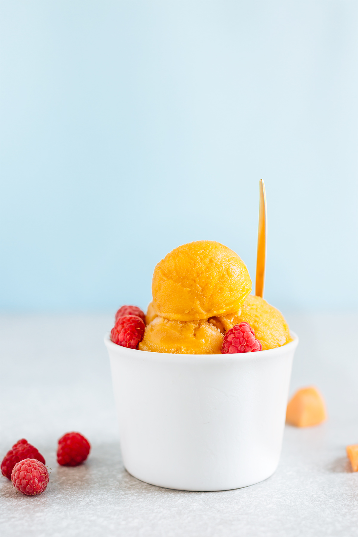 Sorbetto al melone senza gelatiera con sciroppo d’acero