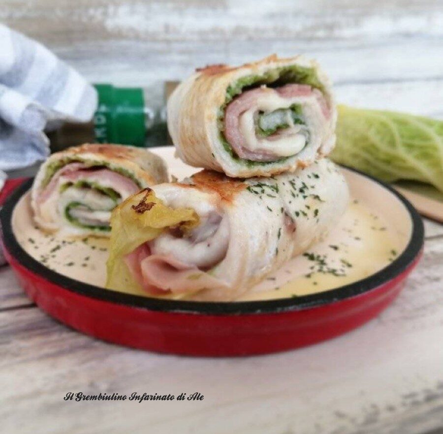 Sottilissime di pollo con verza e scamorza