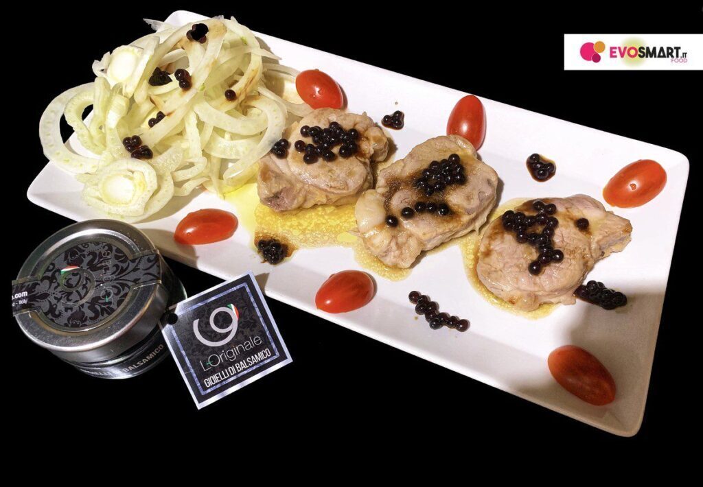 Sottofiletto di maiale con gioielli di aceto balsamico