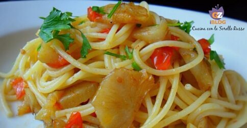 Spaghetti al topinambur e pomodori