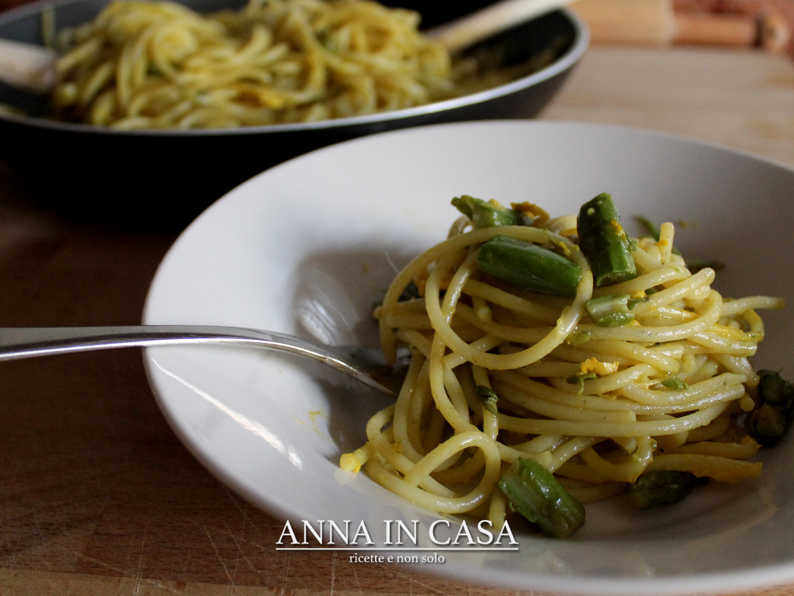 Spaghetti carbonari con fagiolini