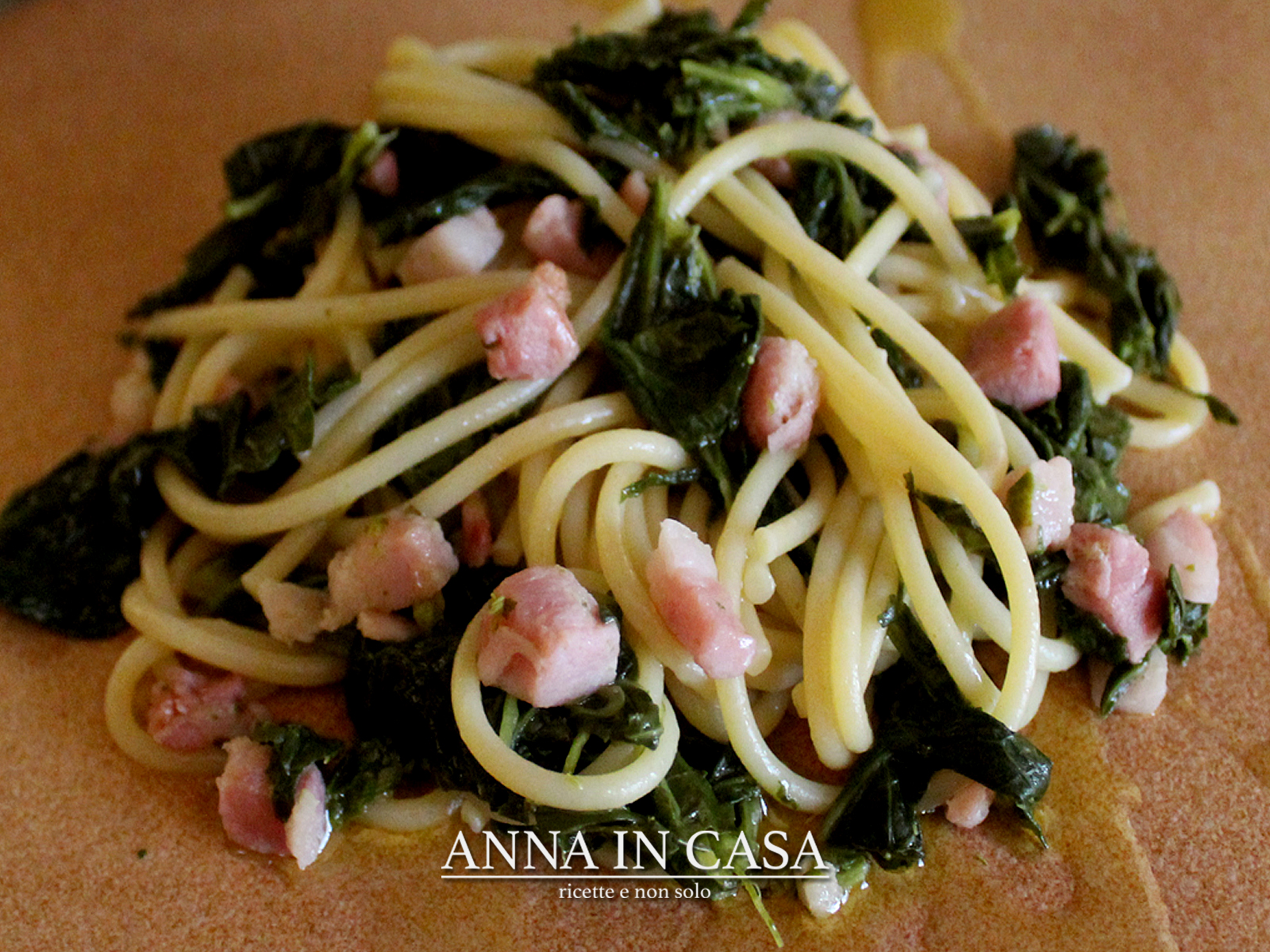 Spaghetti con cime di rapa e pancetta a modo mio