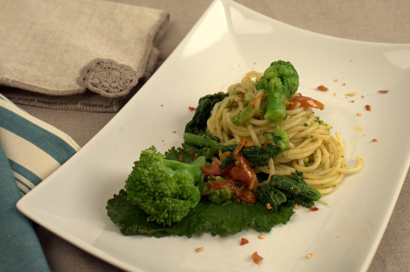 Spaghetti con cime di rapa