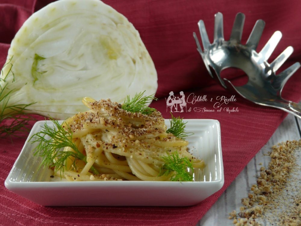 Spaghetti con crema di finocchio e nocciole