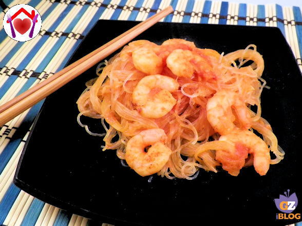 Spaghetti di soia ai gamberetti