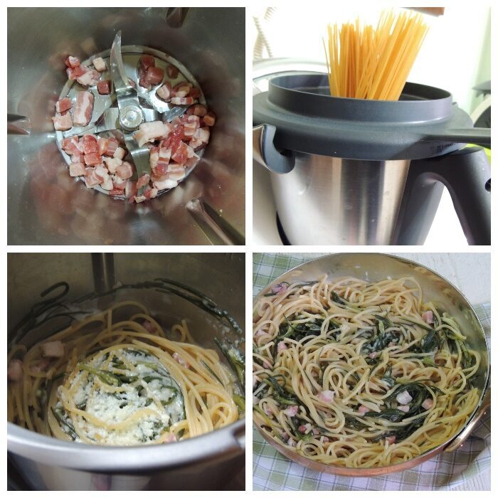 Spaghetti pancetta e agretti col bimby
