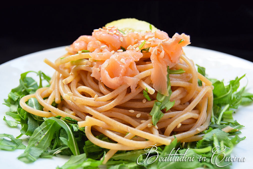 Spaghetti salmone e rucola