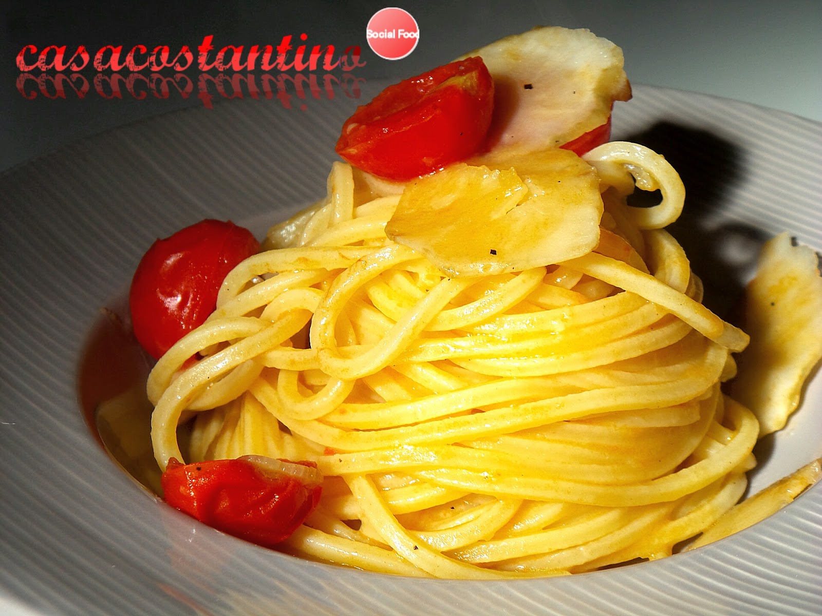 Spaghetti topinambur e ciliegino