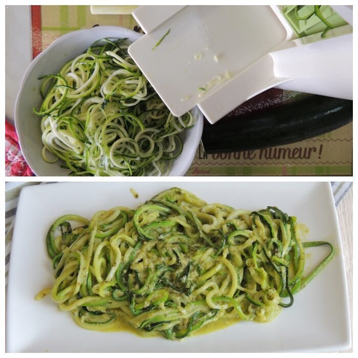 Spaghetti veg di zucchine col pesto