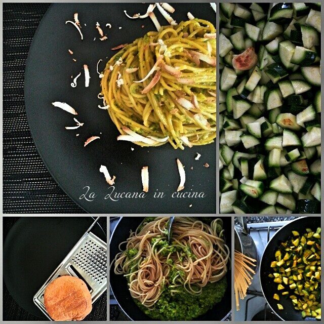 Spaghetti zucchine, curcuma e ricotta affumicata
