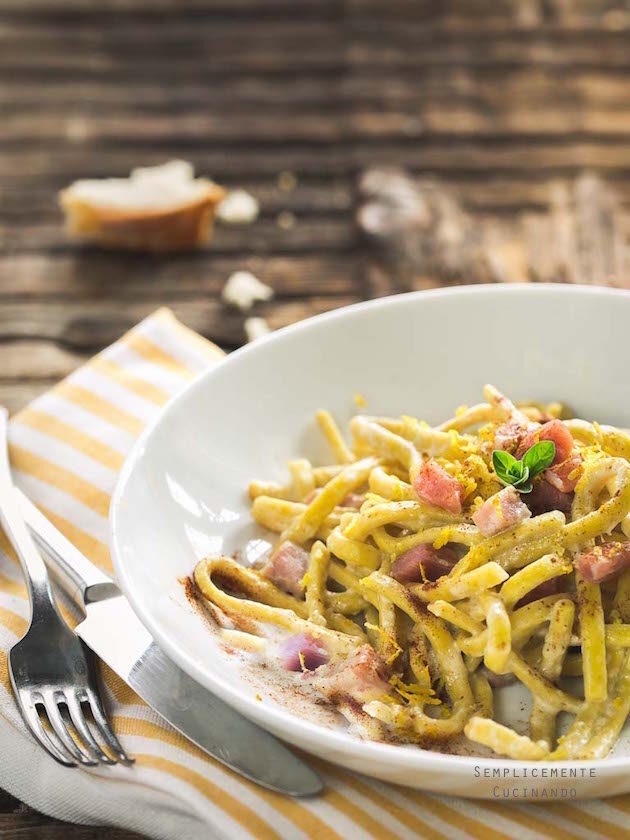 Spaghettoni al limone prosciutto e…