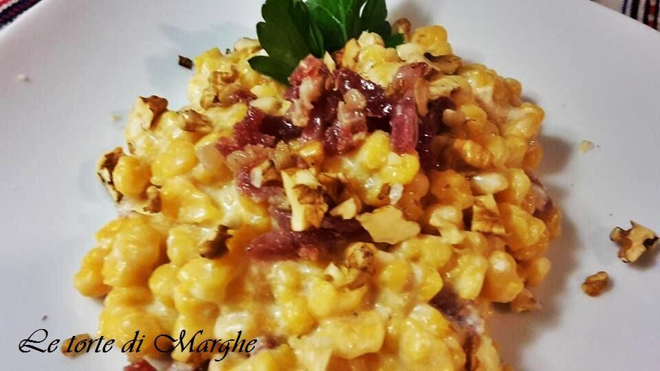 Spatzle di zucca con pancetta e noci….
