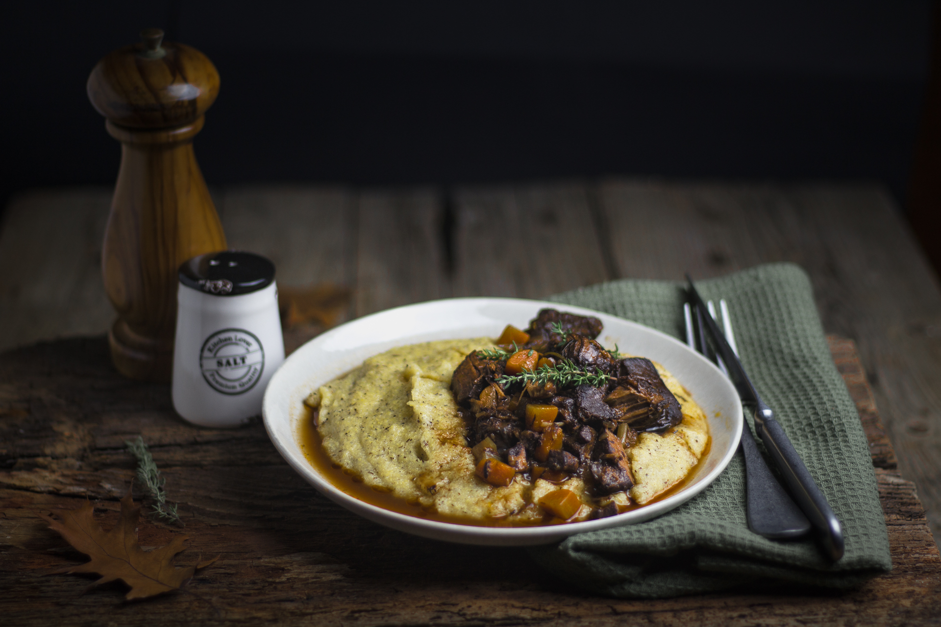 Spezzatino di cinghiale con polenta