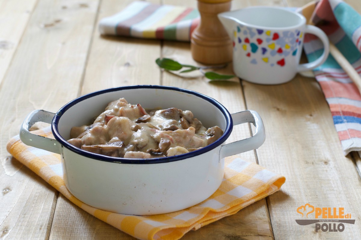 Spezzatino di maiale al latte con funghi