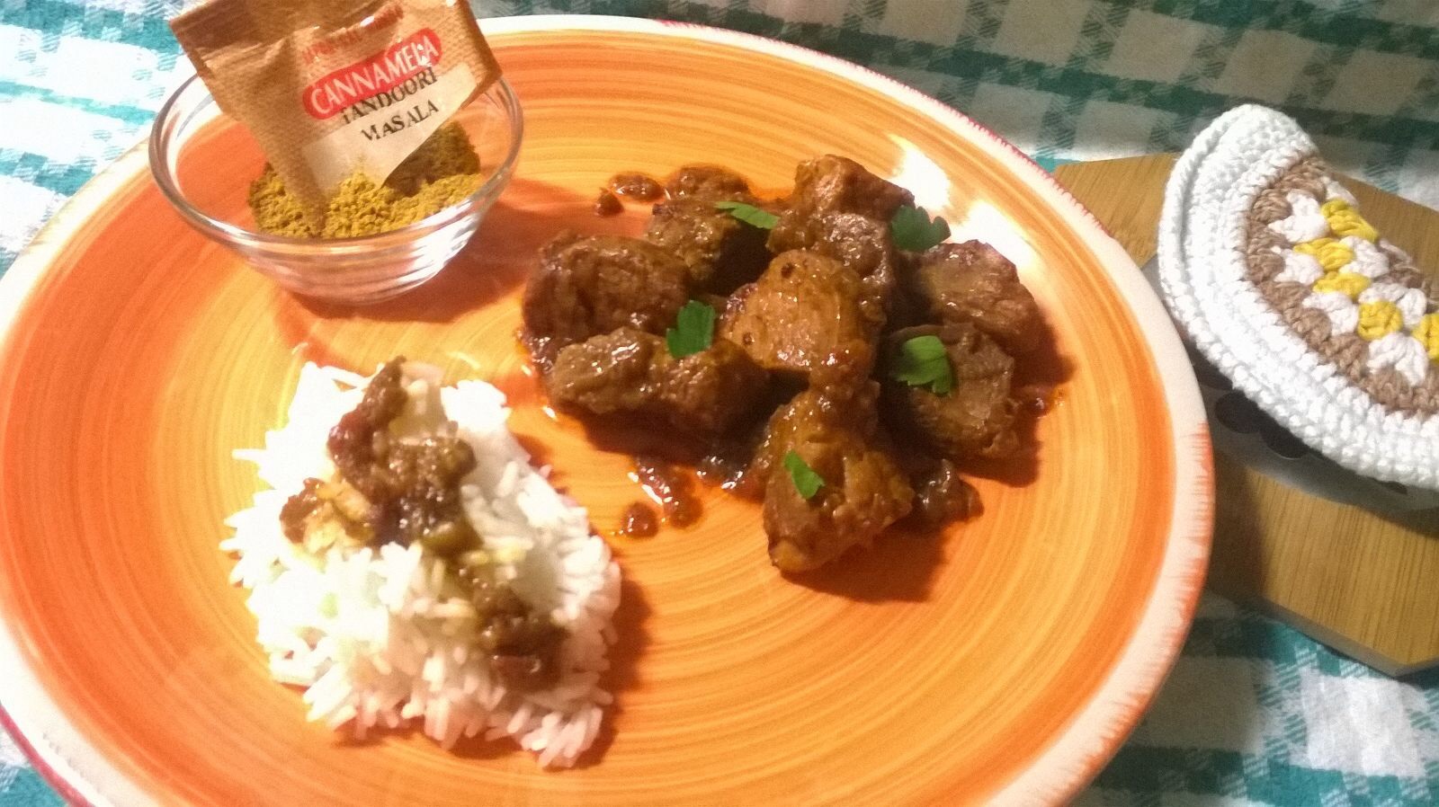 Spezzatino di maiale al tandoori (senza sale)