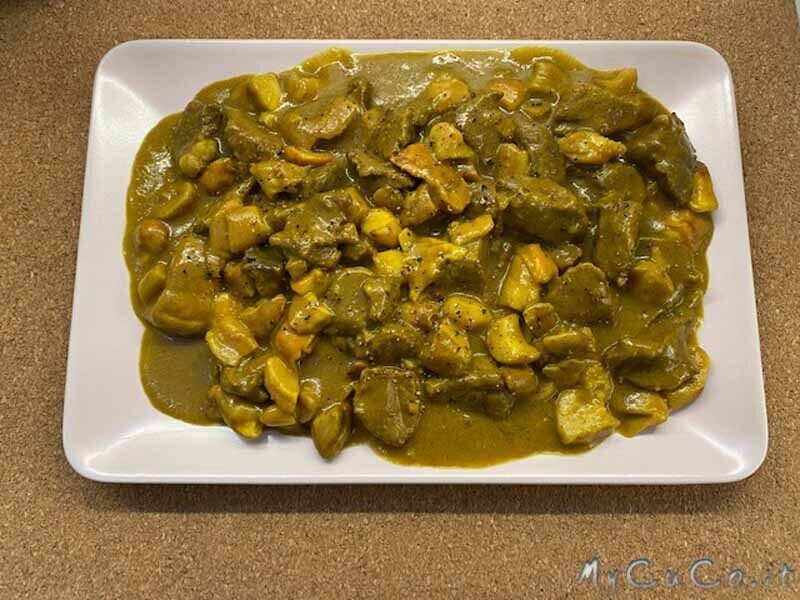 Spezzatino di manzo con porcini e curcuma, cotto con companion moulinex