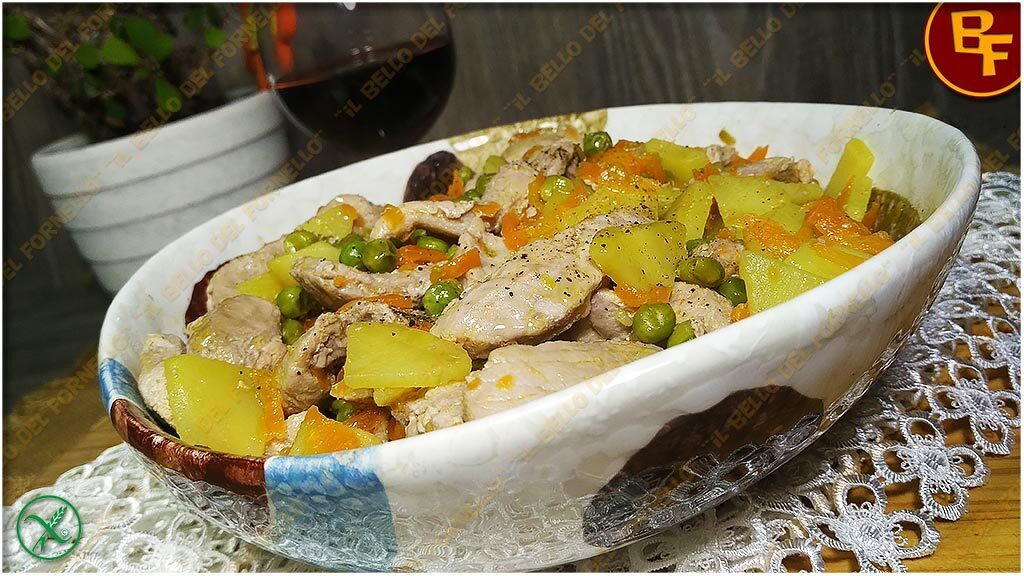 Spezzatino di pollo con patate e piselli