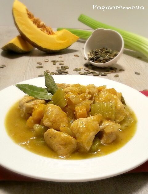 Spezzatino di tacchino con zucca e sedano verde