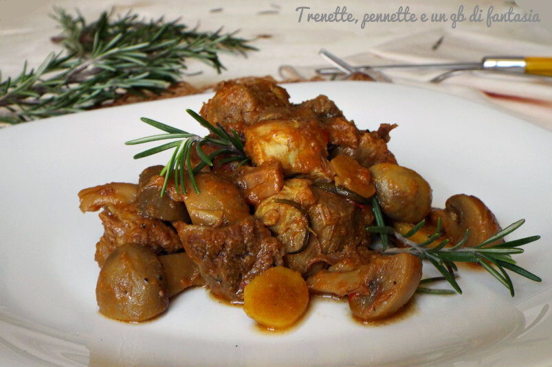 Spezzatino misto con funghi e zenzero
